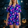 thumbnail image 4 of enyan Womens Halloween Pjs Set Pajamas Set 2 Piece Lounge Sets Print Autumn themed Sleepwear Button Soft Dark Purple,XL, 4 of 7