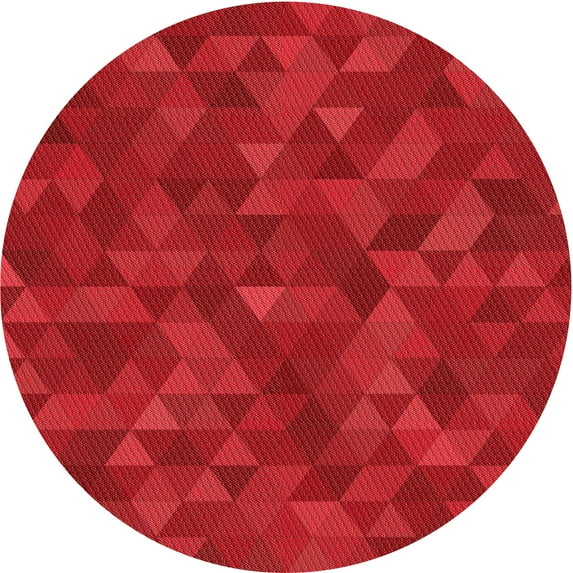 Ahgly Company Indoor Round Patterned Ferrari Red Area Rugs, 6' Round