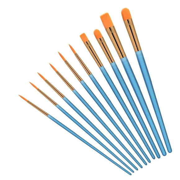 Artistic Touch Paint Brushes Set - 10 Pcs for Acrylic Painting, Watercolor & More. Ideal Artist Paintbrushes for Body, Face, Rock, Canvas. Perfect Arts & Crafts Supplies for Kids & Adults (Blue)