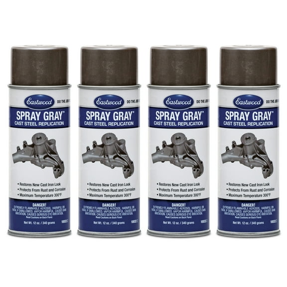 Eastwood Acrylic Spray Gray Detail Lacquer Anti Corrosion Cast Iron Look Paint Aerosol 12 Oz. 4 Pack