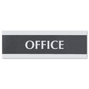 U.S. Stamp & Sign Century Series Office Sign, OFFICE, 9 x 3, Black/Silver