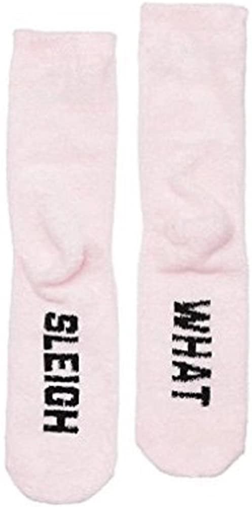 New Victoria's Secret PINK "Sleigh What" Pink Fuzzy Crew Socks