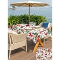 thumbnail image 4 of Outdoor Tablecloth with Umbrella Hole and Zipper, Christmas Cardinal Rectangle Table Cloth 60x120 Inch Waterproof Tablecloth, Xmas Winter Flower Bow Pine Fruits Picnic Table Cover for Patio Camping, 4 of 7