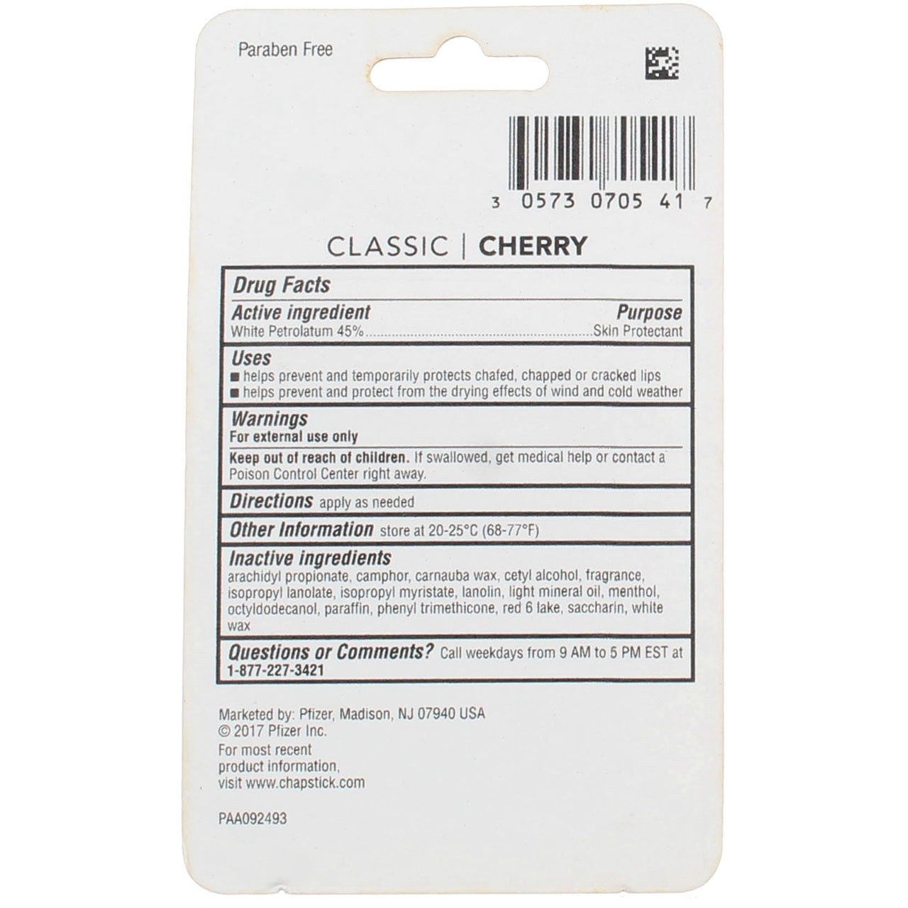 Chapstick Classic Lip Balm, Classic Cherry, 3 Ct, 0.15 oz (4 pack)