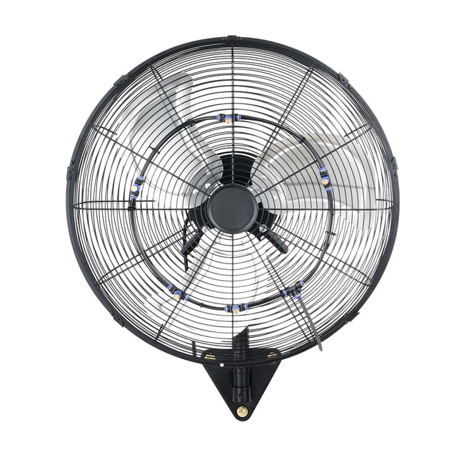 KFFKFF Wall Mount Fan, 20 in Wall Mounted Hanging Fan with Oscillating & Mist, Remote, IP44-rated, 3-Speed, 18h Timer, Temperature Control, Powerful