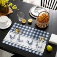 thumbnail image 4 of Cotton Linen Placemat Rectangle Placemats Set of 4, Farmhouse Rooster Blue Buffalo Plaid Non-Slip Table Mats for Dining Table,12x18 Inch Heat Insulation Place Mats for Kitchen, 4 of 6