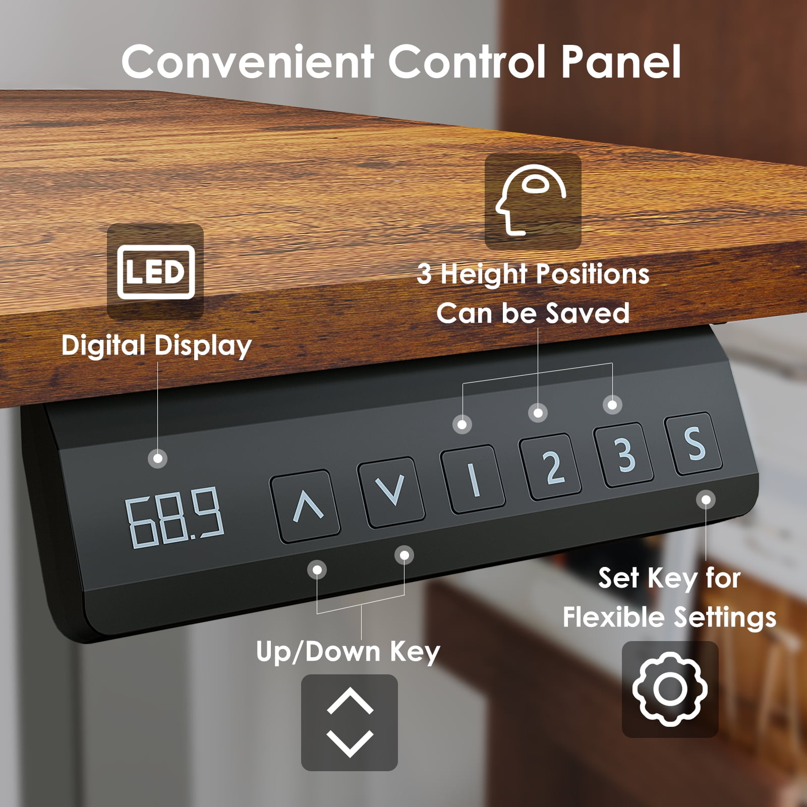 Erinnyees Electric Standing Desk with Drawer & Cup Holder, 48" x 24" Adjustable Height Sit Stand Computer Desk with Splice Board for Home Office