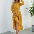 thumbnail image 6 of Long Sleeves Dresses, Women's Summer Print Casual Loose Long Sleeve Crew Neck Dress, 6 of 7