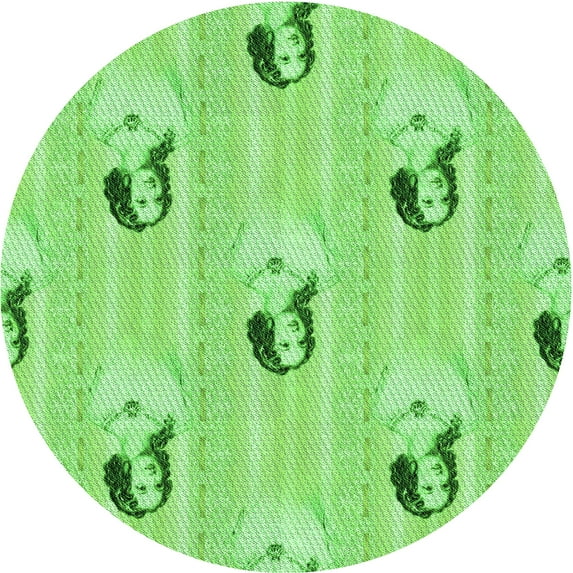 Ahgly Company Machine Washable Indoor Round Transitional Emerald Green Area Rugs, 5' Round