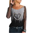 thumbnail image 1 of Blusa informal de manga larga con cuello redondo y manga larga para mujer Pompotops FGAJ1664, 1 of 4