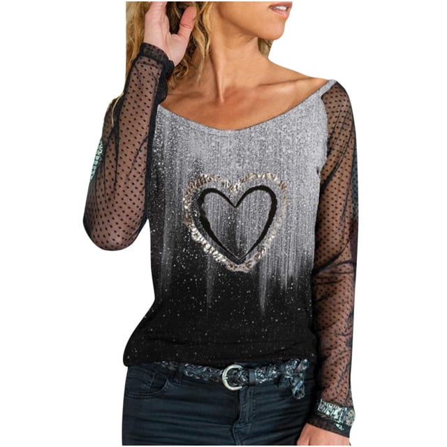 Blusa informal de manga larga con cuello redondo y manga larga para mujer Pompotops FGAJ1664