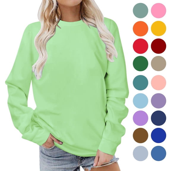POROPL Sweatshirts for Women,Plain Crewneck Sweatshirts Casual Long Sleeve Pullover Tops,Sizes S-5X