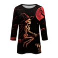 thumbnail image 4 of Womens Halloween Tops Ghost Bone Crew Neck Spooky Shirts Spider Moon 3/4 Sleeve Funny T Shirts, M, 4 of 7