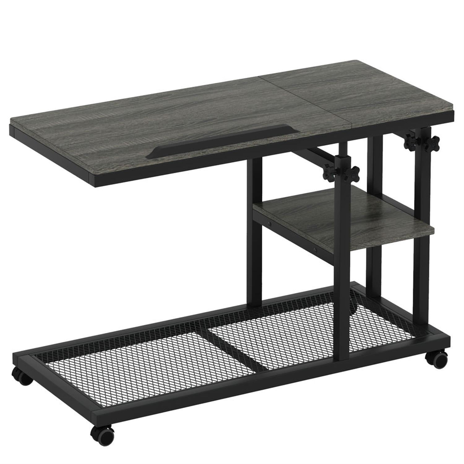 Demi Bonn Modern L Shaped Gaming Desk, 83" Industrial Corner Executive Desk with Mobile File Cabinet for Home Office, Black