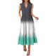 thumbnail image 2 of mfyjkho Vestidos para mujer, Vestido irregular plisado sin mangas con cuello en V estampado informal para mujer Vestidos maxi para mujer s, 2 of 5