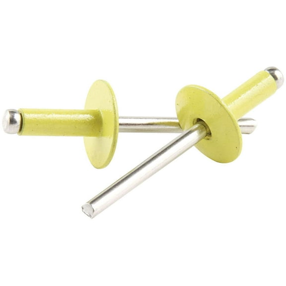 Allstar Performance ALL18181 Rivet - 5/8 in Head - 3/16 in Mandrel - 1/4-3/8 in Grip Range - Aluminum - Yellow Paint - Set of 250