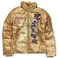 thumbnail image 6 of Ed Hardy by Christian Audigier Women's Embroidered Removable Hood Puffer Jacket (Medium, Gold), 6 of 12