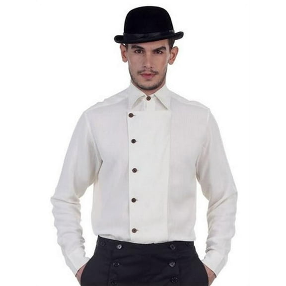 The Pirate Dressing C1293 Ulysses Side-Button Shirt- Off White - Small
