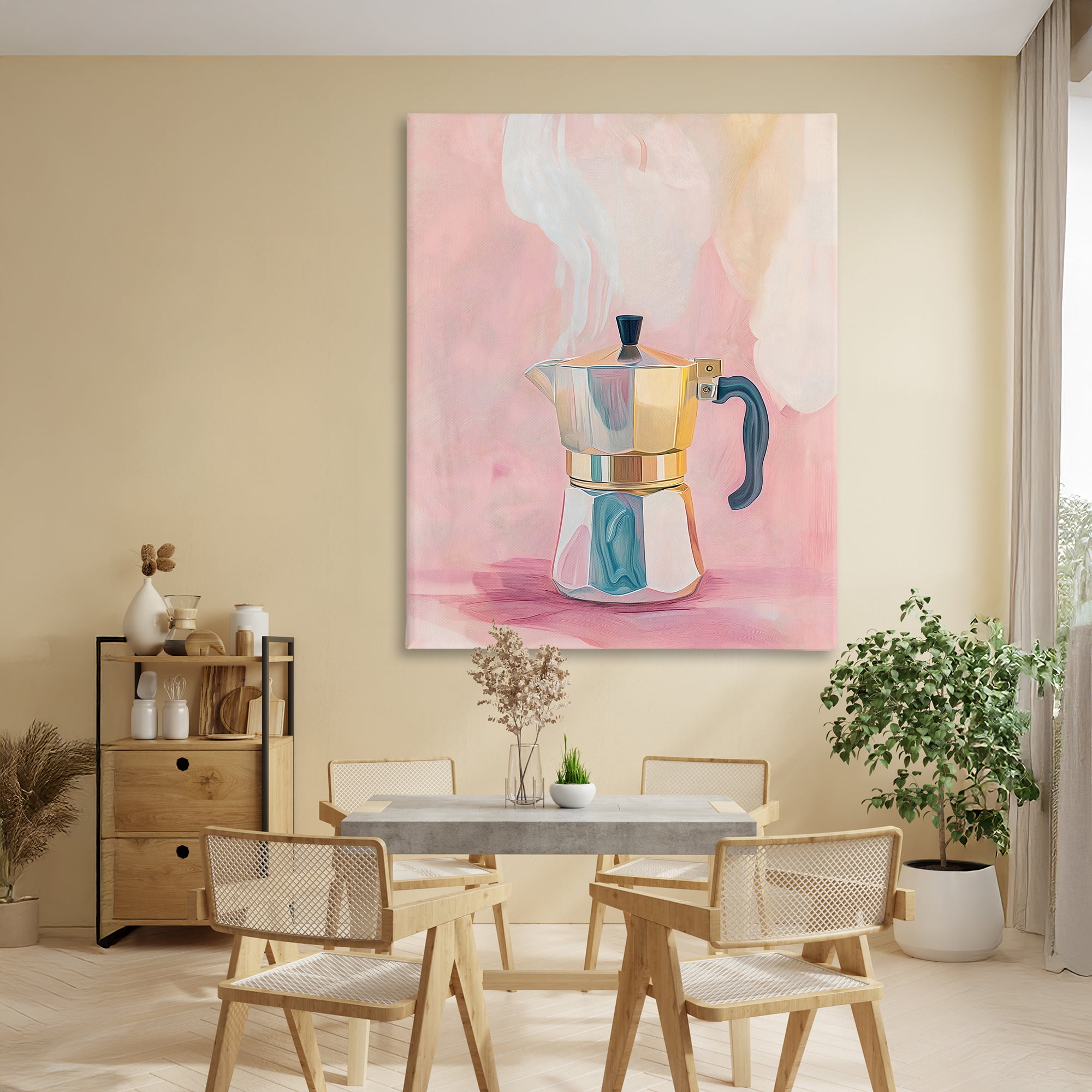 Stupell Industries Vintage Coffee Maker on Pink Canvas Wall Art, design by The Prints Vibe