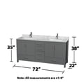 thumbnail image 4 of Wyndham Collection WCS141472DKGCMUNSMXX Sheffield 72" Free Standing Double Basin Vanity, 4 of 4