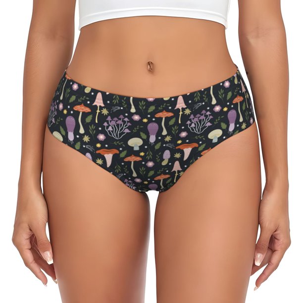 Balery Mushroom Ropa Interior de Algodón para Mujer con Dibujo – Braguitas Cómodas y Elásticas, Estilo Clásico-Large