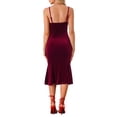 thumbnail image 3 of INSPIRE CHIC Velvet Dress for Women's Spaghetti Straps V Neck Fishtail Evening Cocktail Dress XS Burgundy, 3 of 6