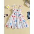 thumbnail image 2 of Licupiee Little Girl Summer Princess Dress Stars Print Dress Smocked Sleeveless Tulle Tutu Dress Kid Independence Day Dress, 2 of 7