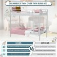 thumbnail image 5 of Kacho Metal Bunk Bed, Twin Over Twin Bunk Bed with Full-Length Guardrail and Ladder, Convertible Into 2 Individual Beds, Twin Bunk Beds for Adults, Teens, Space-Saving Bunk Bed Frame for Bedroom, 5 of 9
