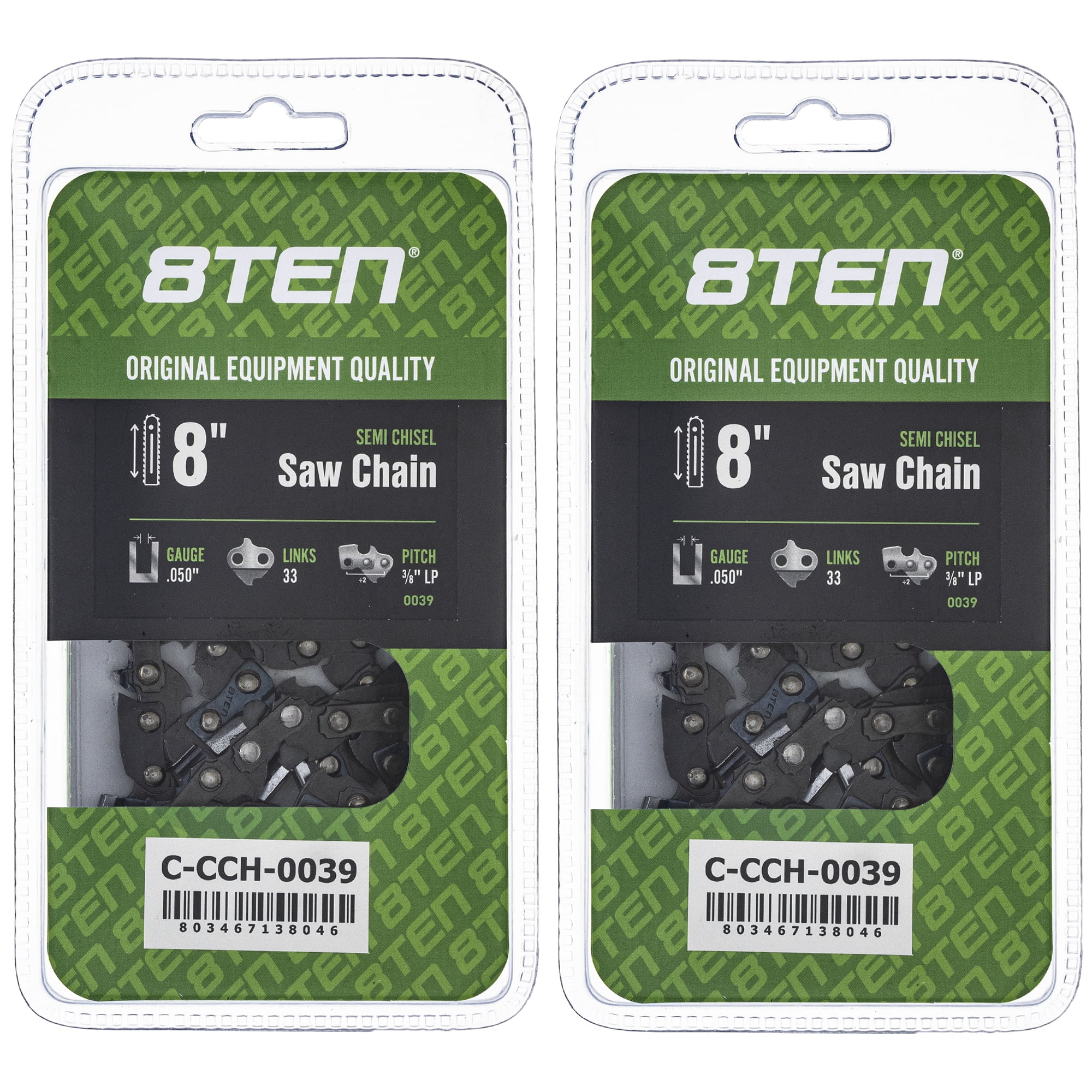 Semi Chisel Chainsaw Chain 8 inch .050 3/8 LP 33DL for Earthwise Kobalt