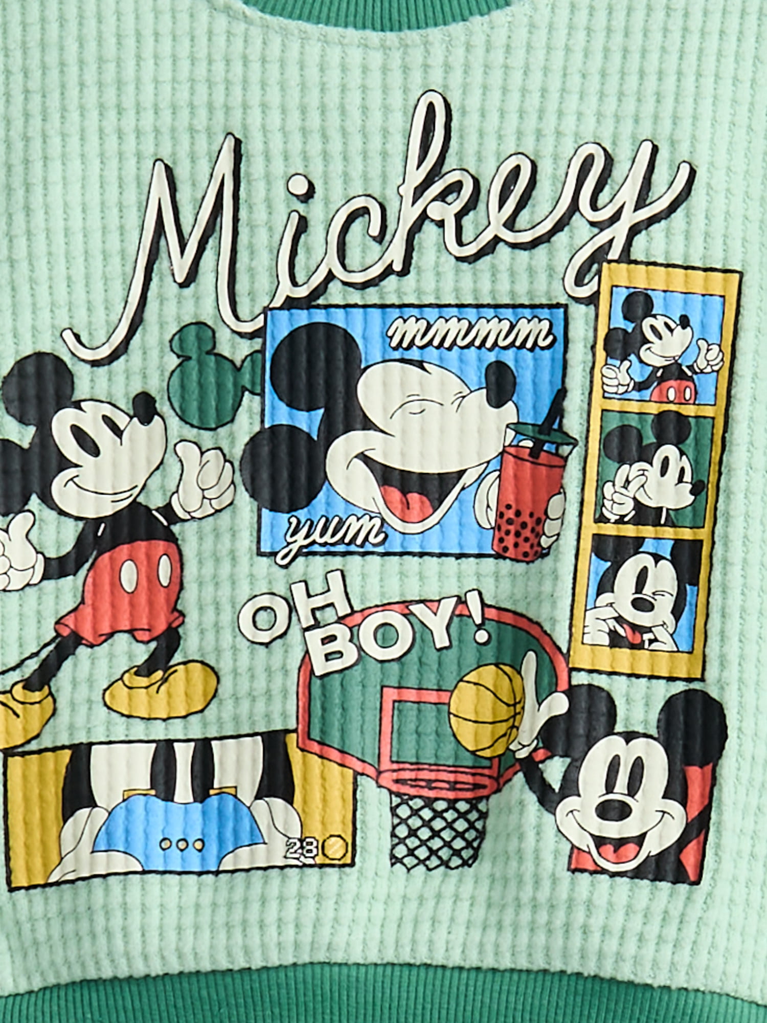 Mickey Mouse Baby Boys Waffle Knit Top and Pants Set, 2-Piece, Sizes 0M-24M