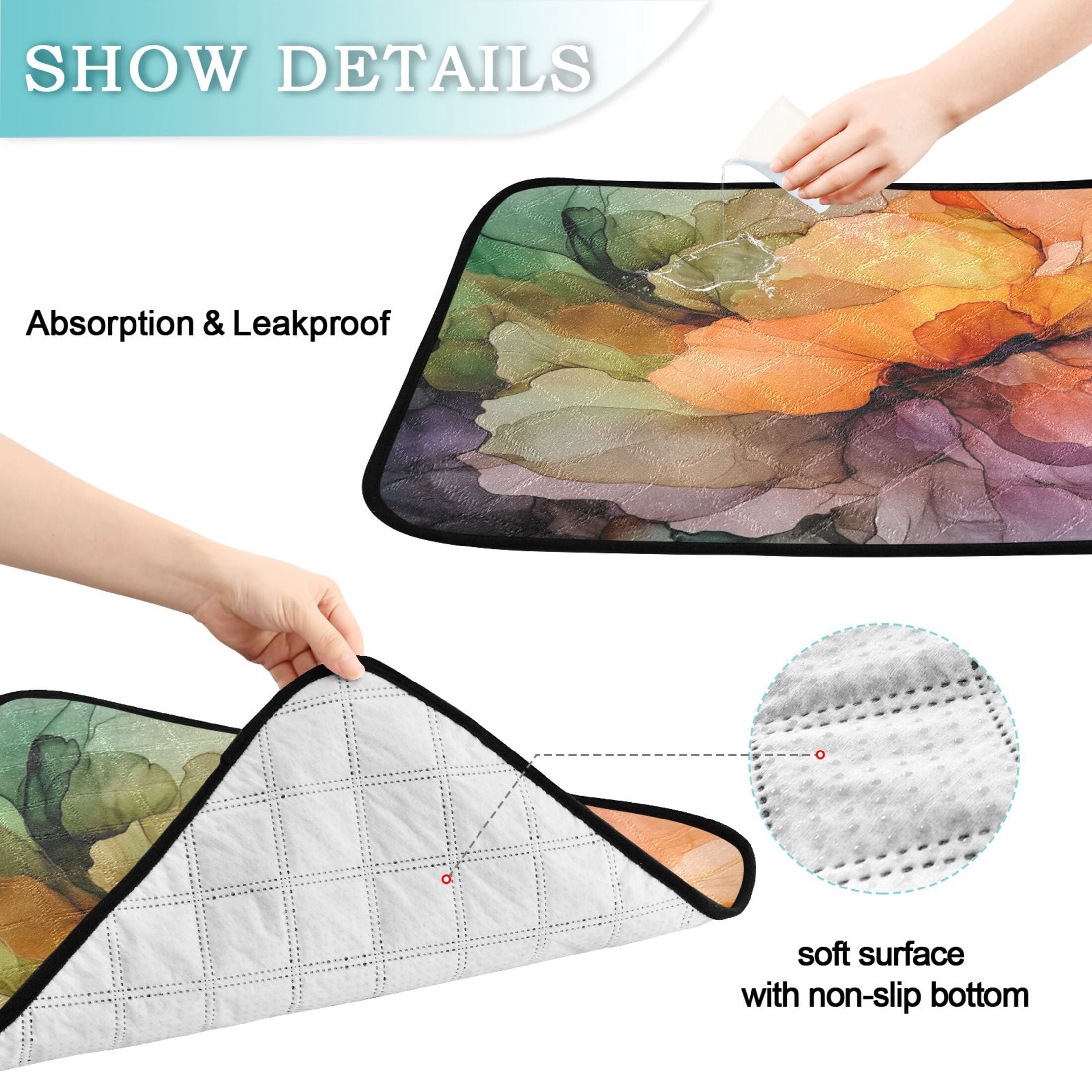 Qxltty Abstract Petal Pattern Cat litter Pads Pet Set of 3 Diaper Mats Center Anti-leakage Layer Absorbent Soft and Comfortable