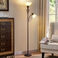 thumbnail image 3 of NATYSWAN Standing Lamp with Adjustable Side Reading Light, Floor Lamps for Living Room with Glass Shade 72-Inch Torchiere Tall Lamps Decor for Bedroom Living Room Den Office (Bulb Included), 3 of 8