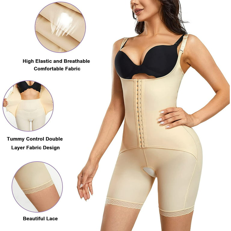 Loday Shaper Bodysuit for Women, High Waist Double Tummy Control Shapewear  Butt Lifter Fajas Waist Trainer Shorts(Beige, L) 