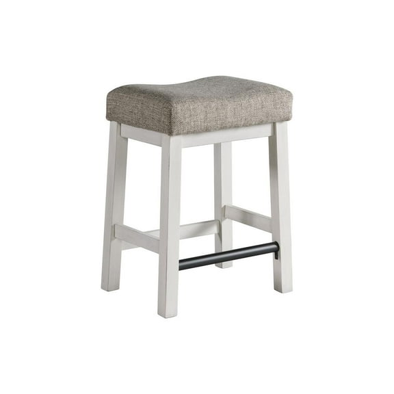 Intercon Bar stool, Backless w/Cushion Seat in Rustic White & French Oak (Set of 2)