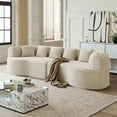 thumbnail image 5 of Spaco Curved Sectional Sofa with 6 Pillows, 106.3 inch Oversized Modern Bone-Free Cloud Sofa, Luxury Corduroy 4-Seater Memory Foam Sofa with Deep Seat for Indoor as Living Room, Bedroom, Beige, 5 of 17