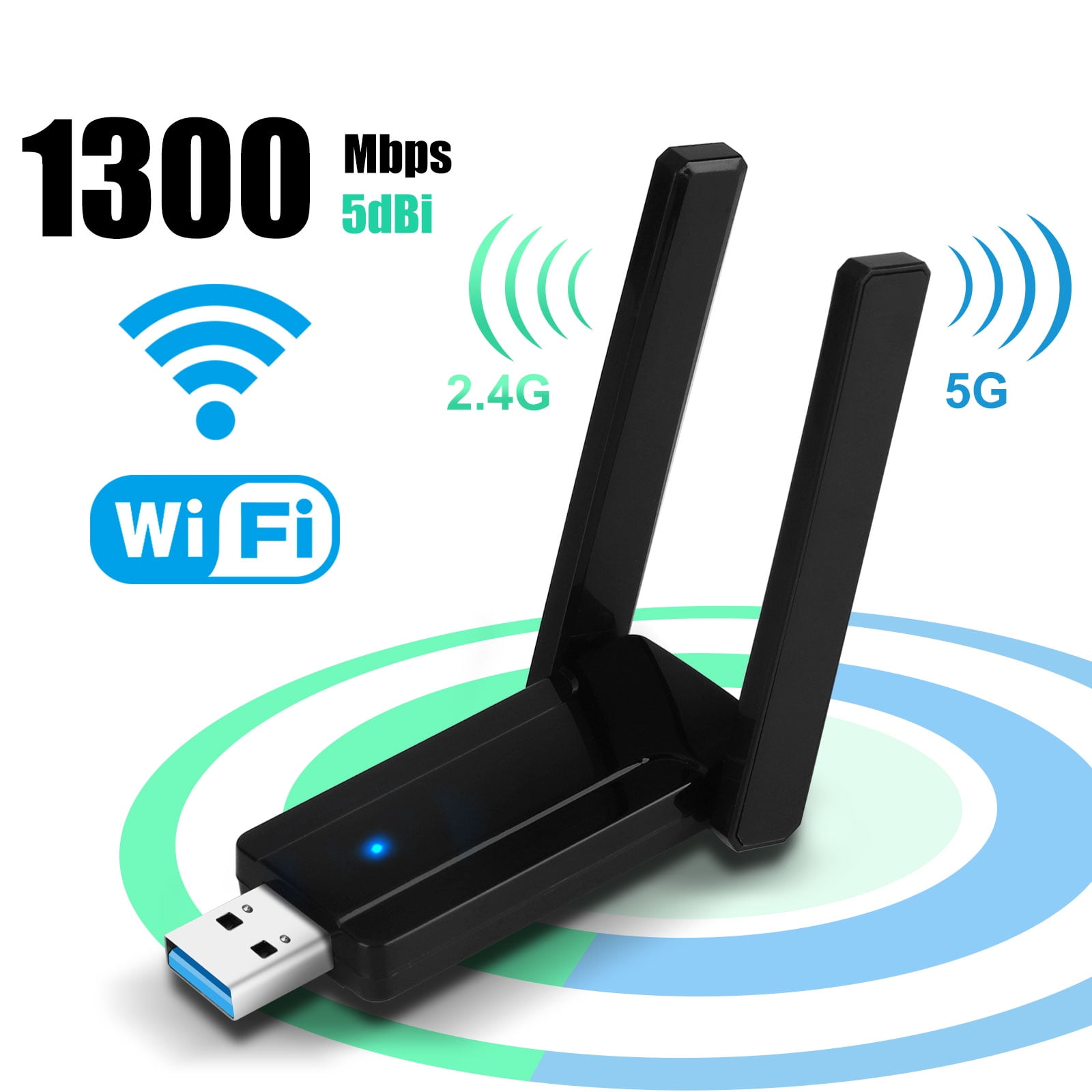 EEEkit USB WiFi Adapter for PC 1300Mbps Dual Band 2.4GHz/5GHz Fast USB3