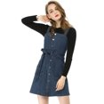 thumbnail image 3 of INSPIRE CHIC Women's Classic Adjustable Strap A-Line Overall Denim Dress, 3 of 6
