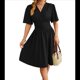 thumbnail image 3 of Vestido de Mujer de Verano 2025, Elegante Minivestido con Volantes y Escote en V Profundo, Vestidos A la Cintura Negro XL, 3 of 10