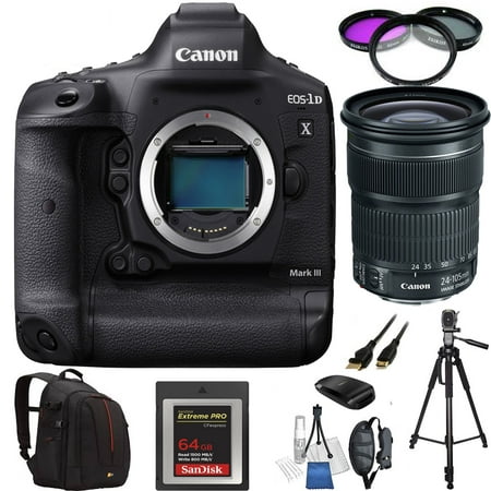 Canon EOS:1D X Mark III DSLR Camera with Canon 24:105MM STM & Essential Kit: Includes: SanDisk 64GB 72" Tripod | More