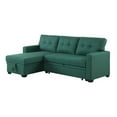 thumbnail image 4 of Kingfisher Lane Polyester Fabric Reversible Sleeper Sectional Sofa-Green, 4 of 12