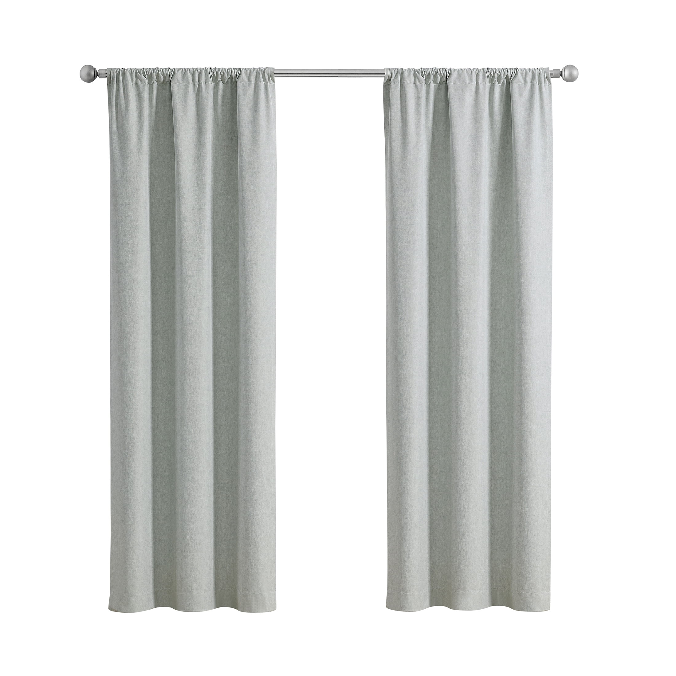 Mainstays Iris Linen Look 100% Blackout Curtain Panel Pair, Set of 2 Room Darkening Drapes for Bedroom, Soft Sea, 37"W x 84"L