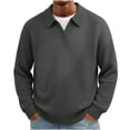 thumbnail image 2 of LYSMORA Men's Collared V Notch Ribbed Knit Sweater Long Sleeve Pullover Top for Daily Commute City Stroll Weekend Casual Outing, 2 of 5