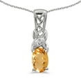 thumbnail image 1 of 14k White Gold Oval Citrine And Diamond Pendant with 18" Chain, 1 of 3