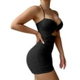 thumbnail image 4 of Sexy Chain Sheer Mesh Ruched Bodycon Mini Lingerie Dress with Thong 2 Piece Set Outfits, 4 of 5