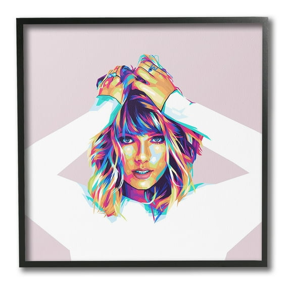 Stupell Industries Taylor with Bold Hues Abstract Painting Black Framed Art Print Wall Art, 12 x 12