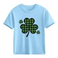 thumbnail image 2 of Posijego Kids St Patrick's Day Shirts Toddler Boys Girls Cotton Short Sleeve Clover Graphic T-Shirts Summer Tops, 2 of 9