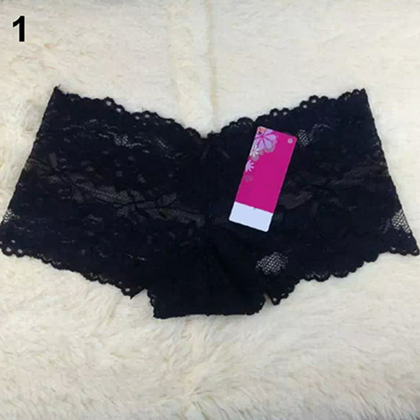 Girl Seamless Underwear Shorts For Women Soft Cotton Safety Short Pants  Female's Sexy Lace Black Boxers