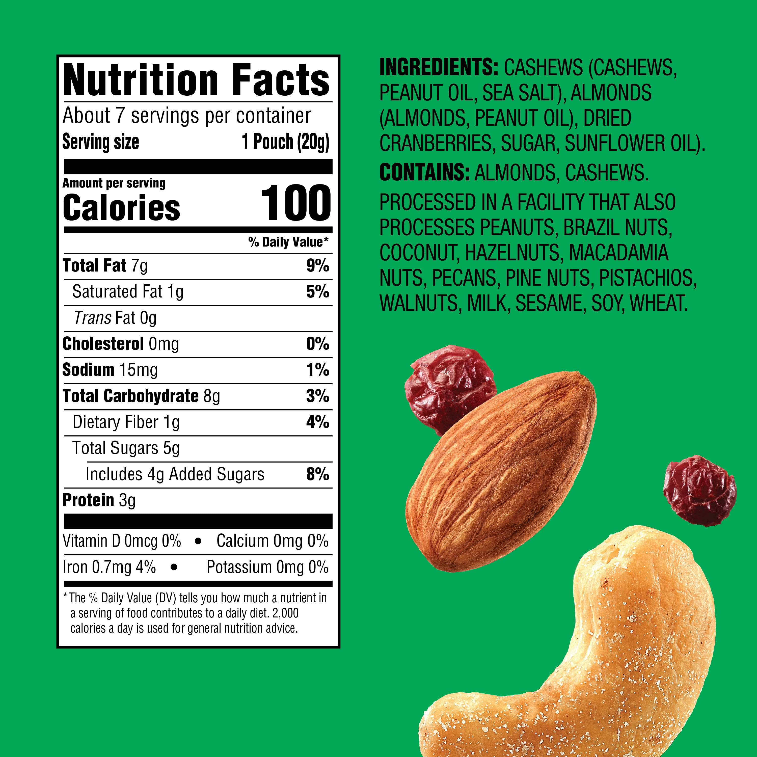 Emerald Nuts Cashews and Almonds With Dried Cranberries, 100 Calorie Packs, 4.83 oz (Pack of 6)