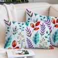 thumbnail image 2 of Spring Leaves Throw Pillow Covers, Watercolor Leaf Botanical Nature Light Blue Soft Breathable Pillow Cases with Invisible Zipper for Sleeping, Small Pillowcases for Couch Bed Sofa Chair 16x24 Inches, 2 of 9