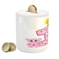 thumbnail image 2 of 1st Birthday Piggy Bank, Girls Party Theme with First Candle Bunny and Bear Animals Image, Ceramic Coin Bank Money Box for Cash Saving, 3.6" X 3.2", Hot Pink and Lilac, by Ambesonne, 2 of 4